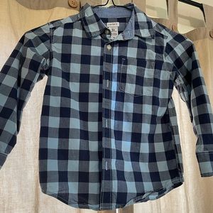 Boys blue checked button up shirt